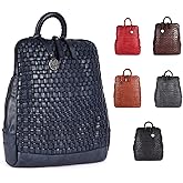 VILENCA HOLLAND 12.5 Inch Genuine Leather Backpack for Women and Men, Navy Leather Backpack with Adjustable Shoulder Strap