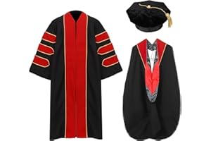Erligo Unisex Deluxe Doctoral Graduation Gown and Doctoral Hood 8-Sided Tam Package for Academic Regalia