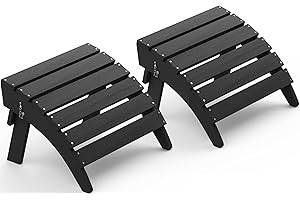 SERWALL Folding Adirondack Chair Footrest Set of 2, Adirondack Ottomans Without Assembly, Black