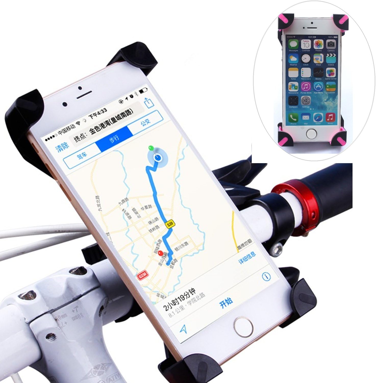 iAbler Universal Bike Mount Universal Bicycle Phone Holder Cycle Adjustable Cradle Handlebar Roll Bar For Smartphone iPhone 7 Plus 6s 6 5s GPS