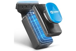 Yaubay Aquarium Magnet Glass Cleaner, Magnetic Fish Tank Cleaner with Algae Scraper, Double Sided Cleaning Scrubber Brush with Handle, Titanium Blade, Self-Floating, Fit Max 1/4" Thick Glass, Medium