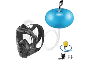 Xyuee Underwater Breathing Device with Snorkel Mask (S/M or L/XL), Portable Motorless/Tankless Snorkel Breathing System, 6.5FT Hose Diving Equipment for Snorkeling, Scuba Diving, Swimming, Fishing