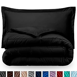 Bare Home Kids Comforter Set - Twin/Twin Extra Long - Goose Down Alternative - Ultra-Soft - Premium 1800 Series - Hypoallergenic - All Season Breathable Warmth (Twin/Twin XL, Black)