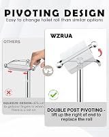 WZRUA Free Standing Toilet Roll Holder Chrome Stainless Steel Double Post view 3