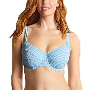 Panache Women's Olivia Gingham Wired Bikini Top Non-Padded Full Cup Supportive Fit