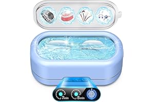 SEEPARK Professional Ultrasonic Jewelry Cleaner with Digital Timer,50KHz Ultrasonic Cleaner Machine with 304 Stainless Steel for Jewelry,Eyeglasses, Rings, Coin, Watch Strap, Dentures, Hygiene Items (Blue)