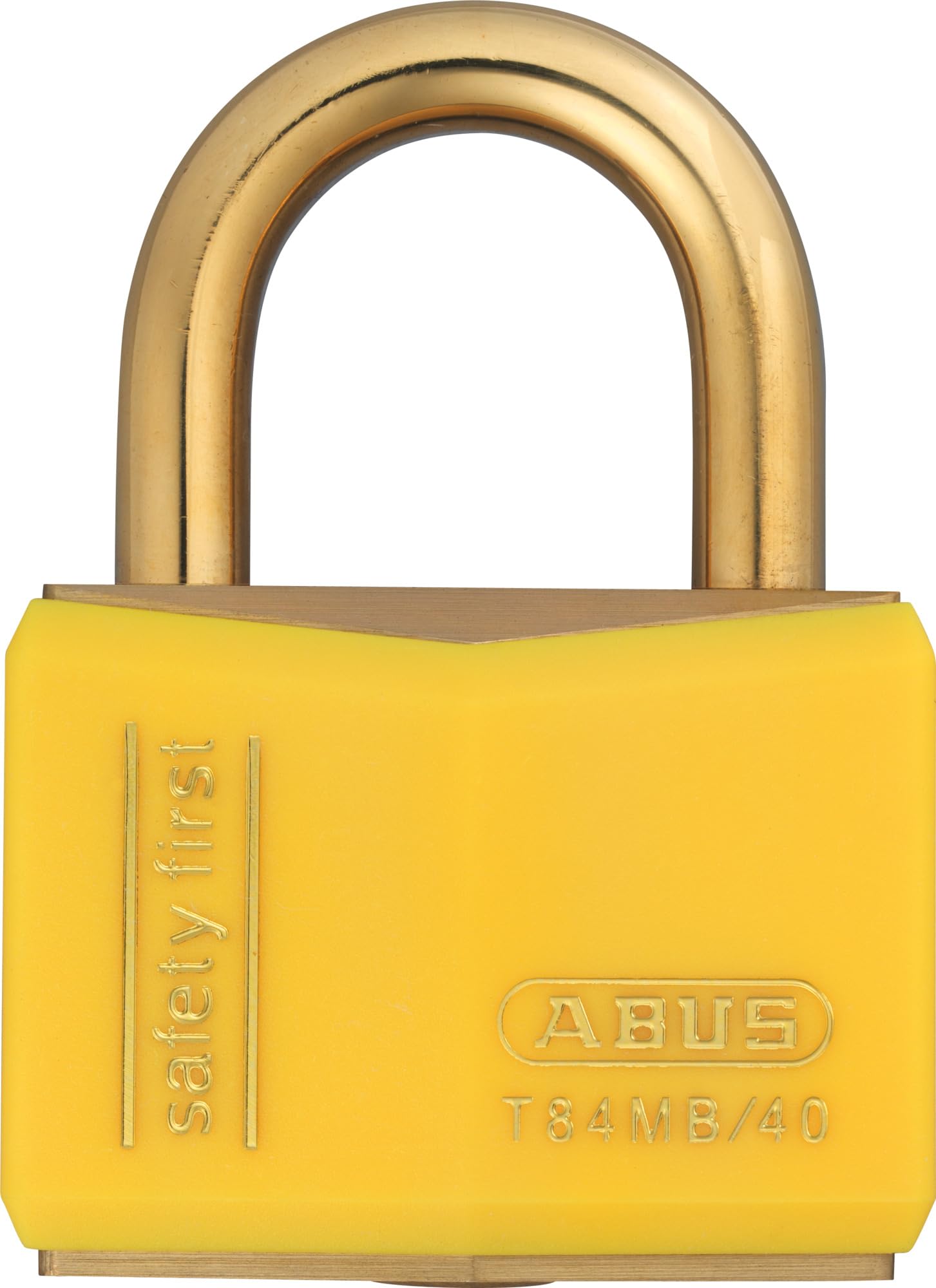 ABUS Padlock T84MB/40 Nautic - Stainless Brass - Anti-Picking Security - Lock Made of Antistatic Material and with Vinyl Coating - for Versatile Applications - 40mm Width, Yellow