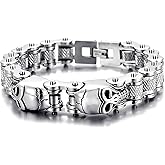 Klapgo Gothic Stainless Steel Skull Bracelet for Men Charm Bicycle Motorcycle Chain Skull Mens Jewelry Punk Fashion Vintage Bracelets Gift for Him