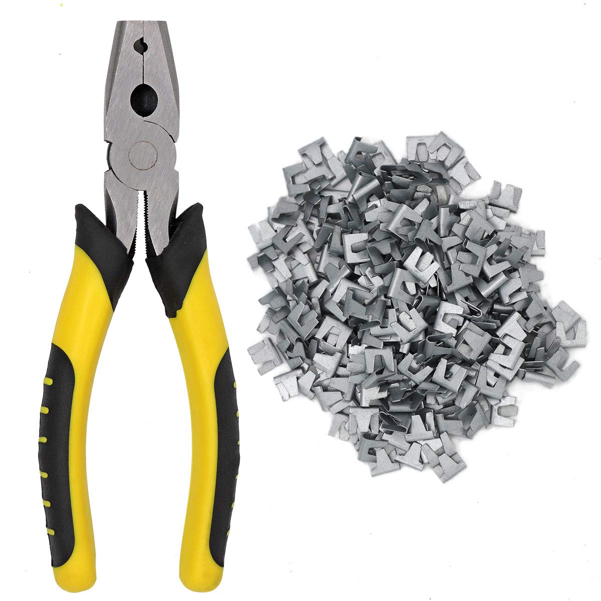 MUYIRTED Wire Cage Buckle Clips Tool and Pliers Set, 300pcs Metal Buckle Clip for Pet Cat Dog Rabbit Cage and Cattle Sheep Fence Wire Mesh
