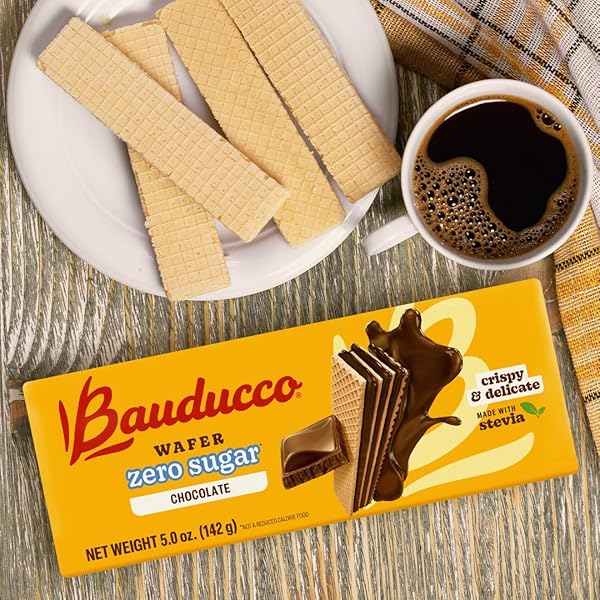 BAUDUCCO CHOCOLATE WAFER COOKIES – SUGAR FREE DELICIOUS & CRISPY WAFERS WITH 3 DELICIOUS, INDULGENT DECADENT LAYERS OF CHOCOLATE FLAVORED CREAM – 0G OF ADDED SUGAR – GREAT FOR SNACKS & DESSERT – NO ARTIFICIAL COLORS OR FLAVORS, 5OZ (PACK OF 1)