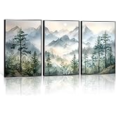 Mountain Forest Landscape Canvas Wall Art Nature Scenery painting Wall Decor pictures Abstract Mountains poster Prints for Bedroom Bathroom Living Room Home decoration Unframed (12inx16in posters)