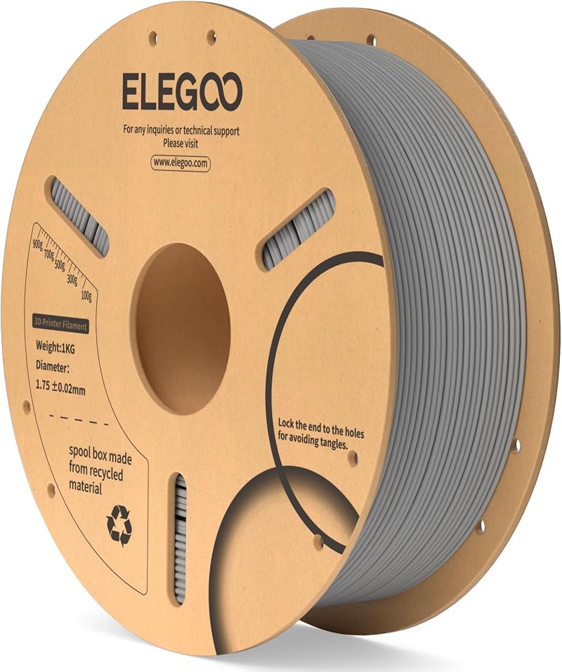 ELEGOO PLA Filament 1.75mm Grey 1KG Dimensional Accuracy 0.02mm 3D Printer