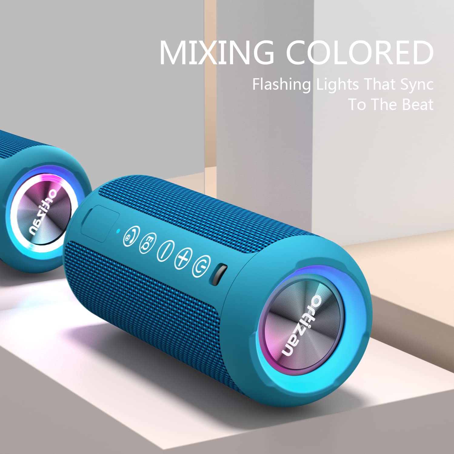 Ortizan Portable Bluetooth Speakers, IPX7 Waterproof Wireless Outdoor Speaker with 24W Loud Stereo Sound And Bluetooth 5.3, Deep Bass, RGB Lights, Dual Pairing, 30H Playtime for Home, Party