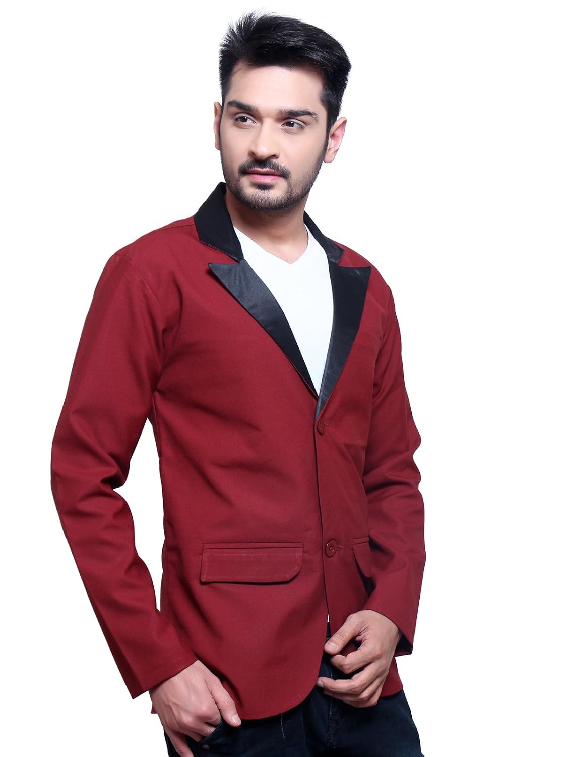 slim fit maroon blazer