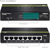 TRENDnet 8-Port Gigabit PoE+ Switch TPE-TG80G 123W PoE 16Gbps Switching Desktop view 2