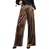 CUPSHE Velvet Pants for Women Wide Leg Dressy Velour Palazzo Work Pants with Pockets