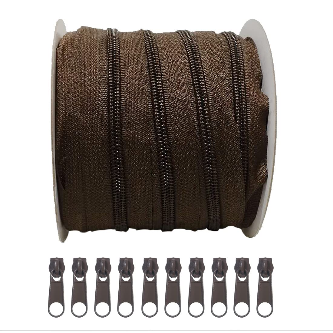 10 Meters Roll Continuous Nylon Zipper 3#, with 5 Metal Sliders, Sewing Zippers and Sliders, (303, 3#)