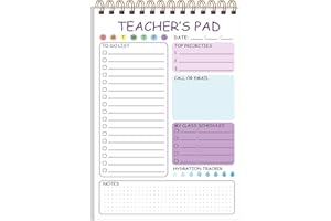 Tuun Fuplan Teacher Notepad - Teacher To Do List Notepad, Spiral Checklist Notebook Organizer for Teachers Notes Task Appointment, Teacher Appreciation Gifts, 5.8'' x 8.3'', Purple