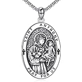 LWQQWL Saint Jude/Michael/Muerte/Benedict/Mary/Dymphna Necklace for Men Sterling Silver Pendant Necklaces Prtotect Jewelry Gifts for Men Women