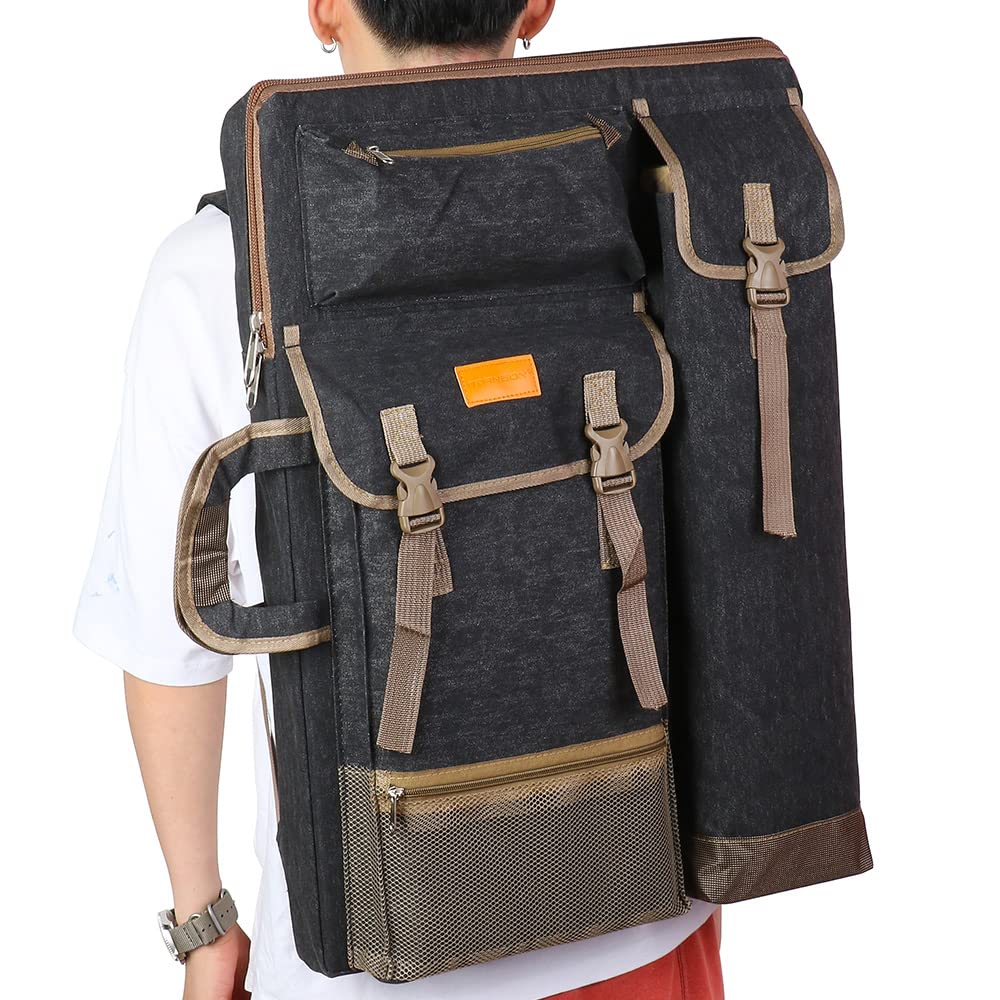TRANSON Art Portfolio Case Artist Backpack Canvas Bag Large 26” x 19.5”