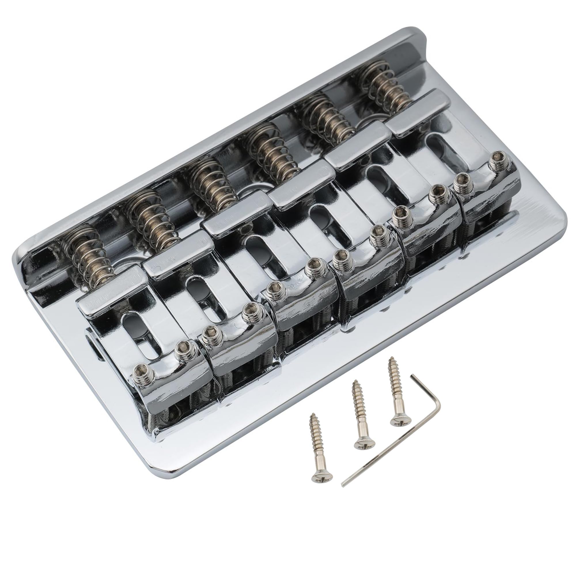 Musiclily Pro 54mm Steel Hardtail Fixed Bridge Vintage Bent Saddles for Import Strat Tele Style Electric Guitar, Chrome