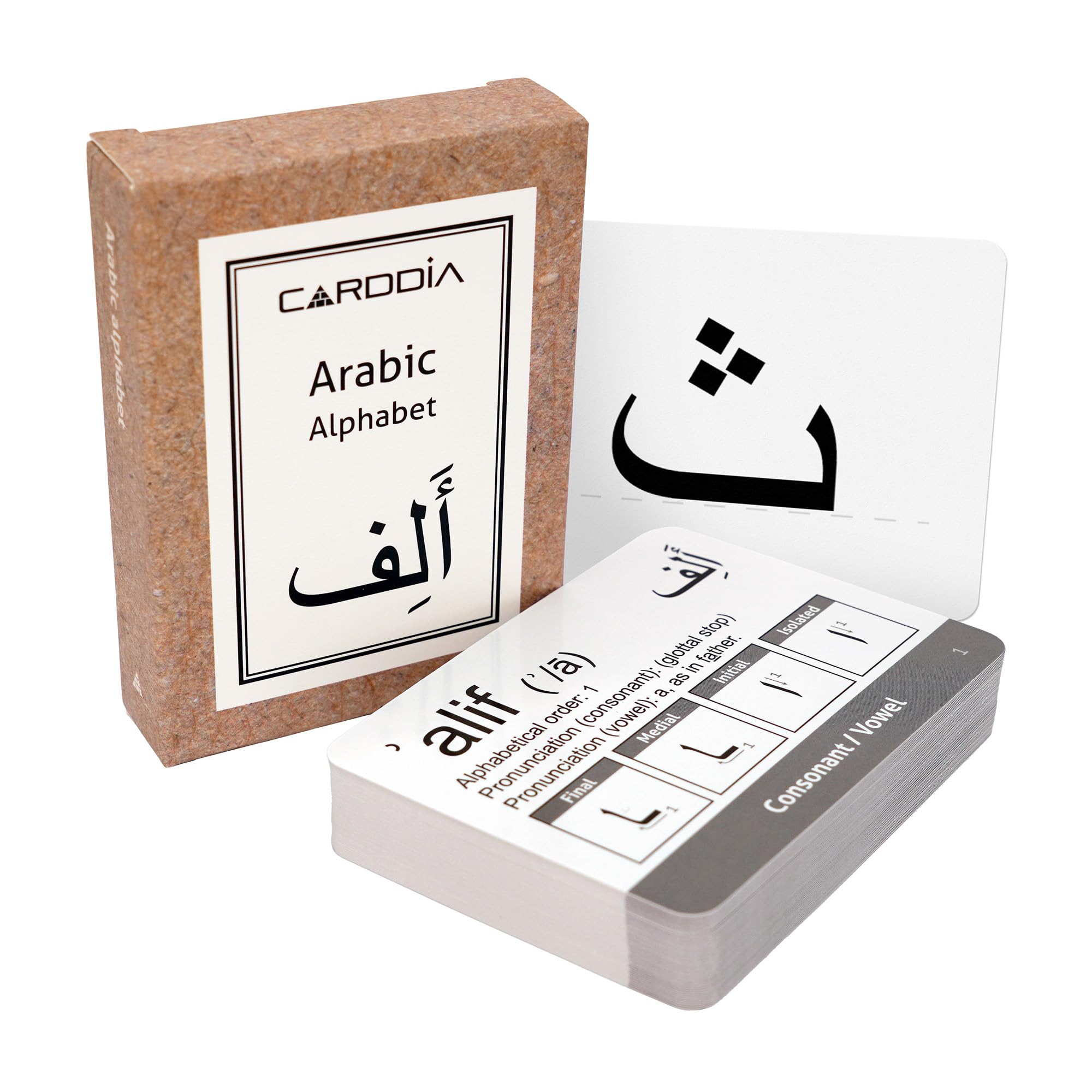 CARDDIA Arabic Alphabet Flash Cards (Including consonants, Vowels, diacritics and Numerals)