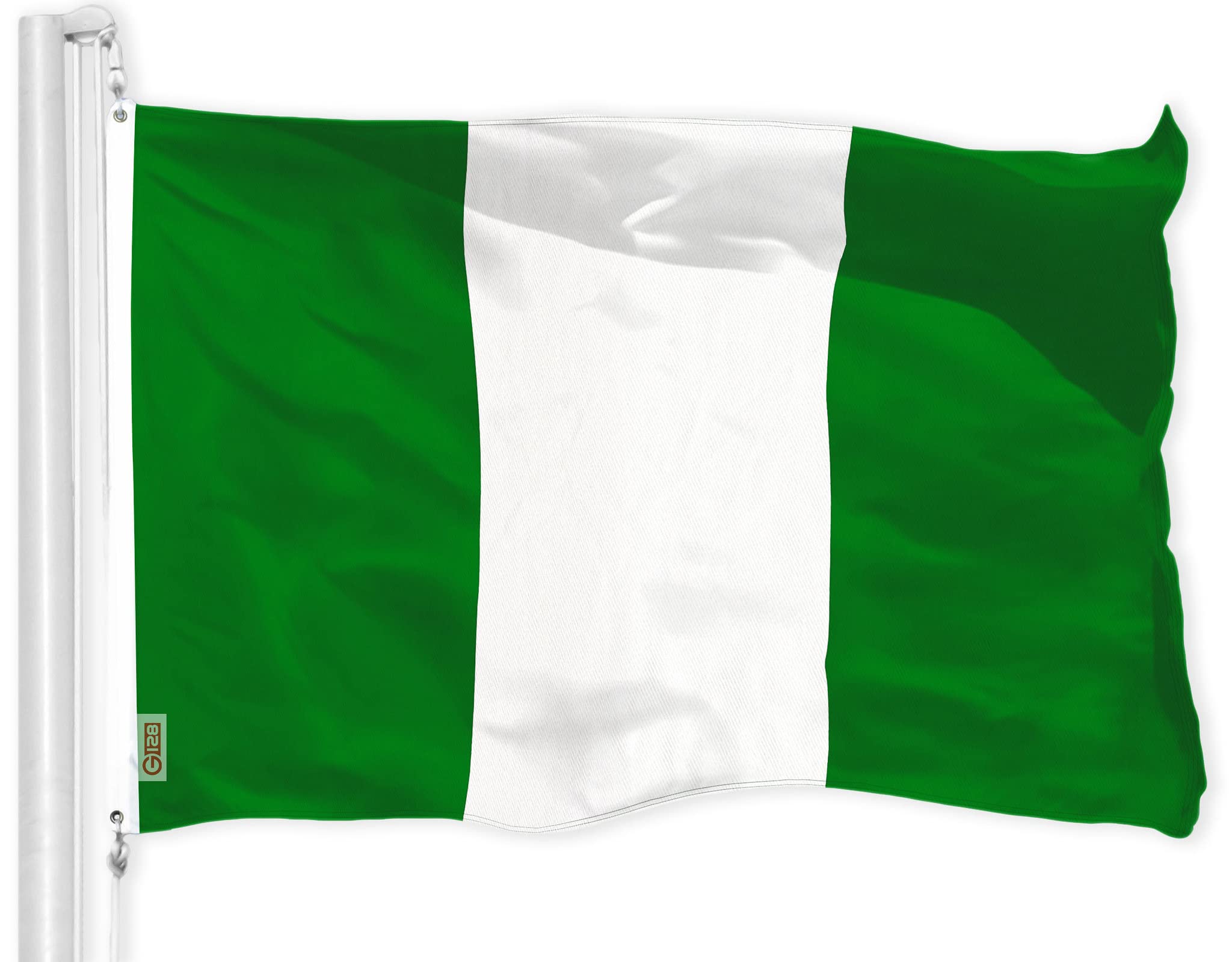 G128 Nigeria Nigeria Flag 3x5 ft Printed Brass Grommet 150d Polyester Flag Indoor/Outdoor - Much Thicker More Durable 100d 75d Polyester