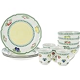 Villeroy &amp; Boch French Garden Dinnerware Set, Multicolor, 12 Piece | Multicolor porcelain dinnerware set with bowls, plates, mugs, made in Germany, dishwasher and microwave safe, serves four