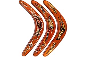 Boomerang Native Art 29 cm Wooden Boomerang 3-Pack – Australian Made Handcrafted Timber Boomerangs – 3 Unique Designs – Outdo