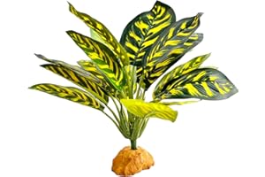 Woyrise Reptile Artificial Plants for Terrarium Decor, Amphibian Habitat Decorations Bearded Dragon Tank Accessories fit Crested Gecko Leopard Lizard Chameleon Ball Python Snake Frog - Prayer Peacock