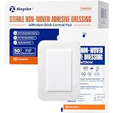 Sterile Island Dressing, Non-Woven Adhesive Dressing, 4" x 6", 50 Count | Individually Wrapped Adhesive Dressing; Non-Stick Gauze Pads with Adhesive Border; Gauze Dressing for Minor Wounds&amp;First Aid