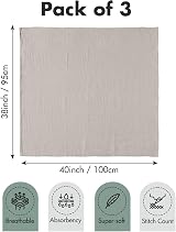 Soarwg Kids Muslin Swaddle Blankets 95x100 cm Pack of 3 Baby Burp Cloths view 2