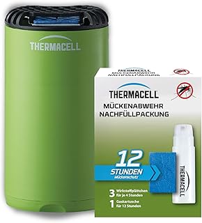 Thermacell Mückenabwehr Protect Nachfüllpack innovatives Mückenschutz Standgerät im modernen Design, für Garten, Terrasse und Camping, Grün + 12 Stunden Refill, 85500373