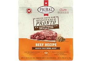 PRIMAL PET FOODS Primal Freeze Dried Dog Food, Pronto Mini Nuggets, Beef; Scoop & Serve, Complete & Balanced Meal; Also Use as Topper or Treat; Premium, Healthy, Grain Free High Protein Raw Dog Food (7 oz)
