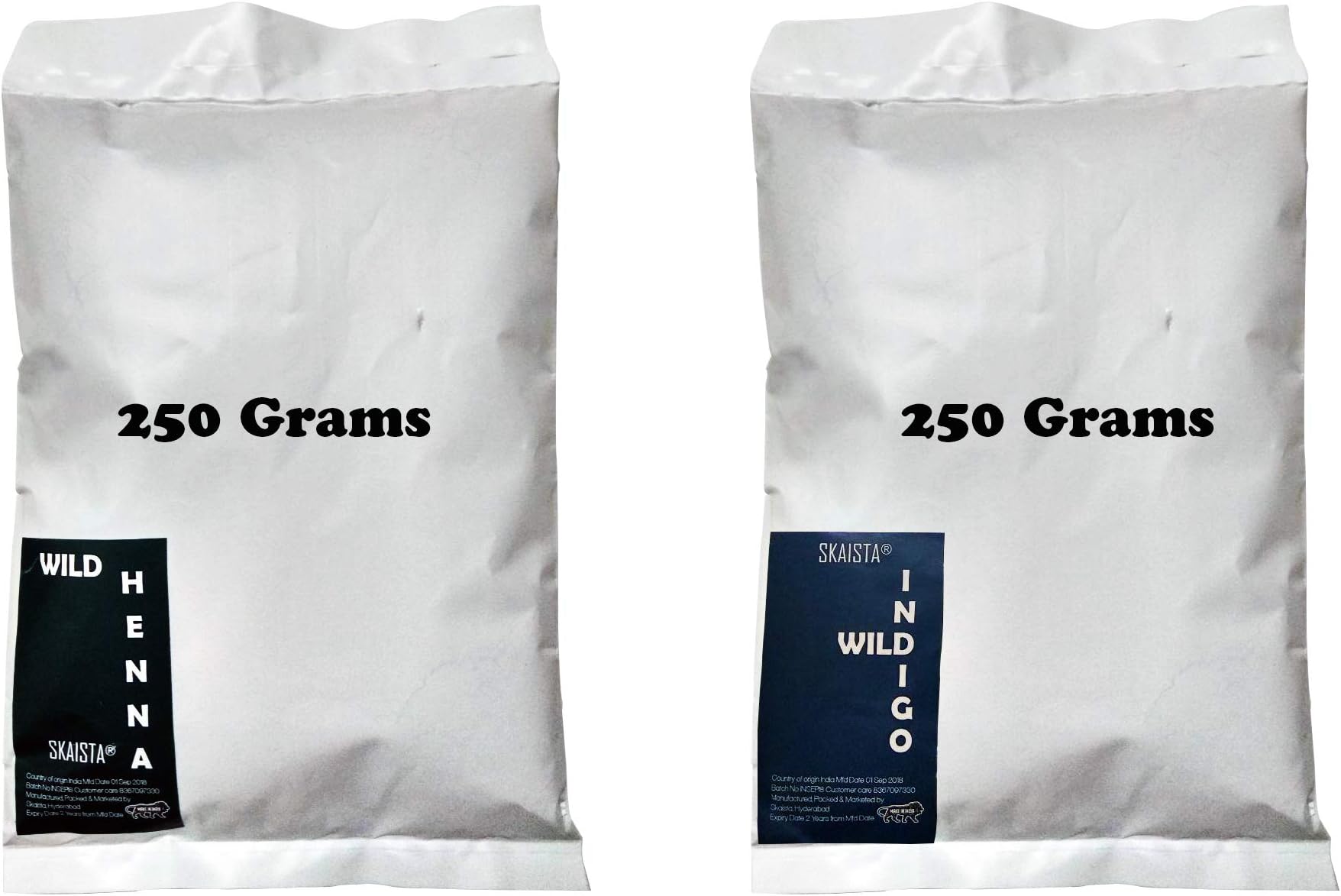 500gms Organic Indigo Henna Powder Combo Each 250gms For Hair Color Black Natural Dye Herbal Bio Mehandi Brown Mix Green Leaves Flower Mahendi Mehndi Indigofera Tinctoria Leaf Grams