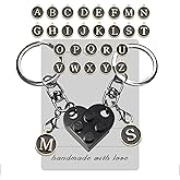 Smilelife Personalized Brick Matching Heart Keychains - Valentine's Gifts for Mom, Dad, Couple, Boyfriend, Girlfriend, Lovers