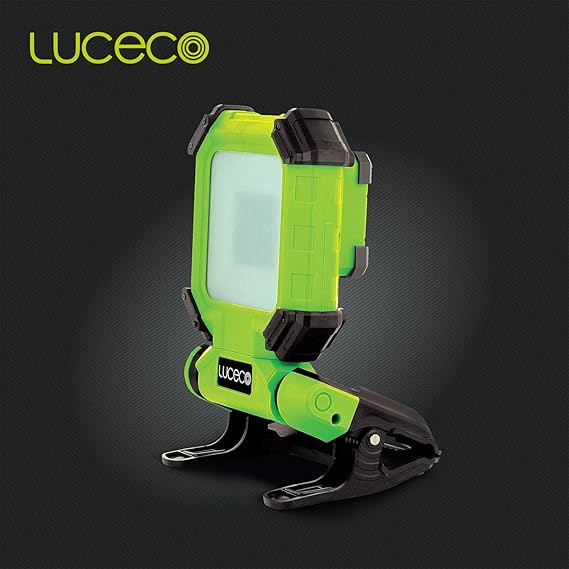 Luceco LED Rechargeable Work Light with Clamp, 15 Watts, IP65 Rated