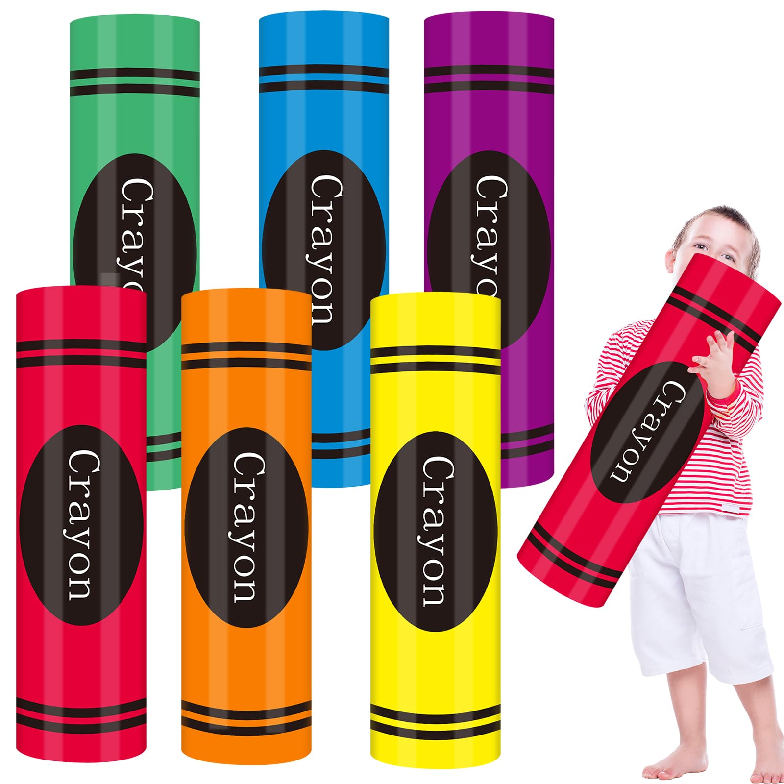 Photo 1 of WinnerWhy 6 Pcs Back to School Decorations 17 Inches Jumbo Crayons Bulk First Day of School Decorations Large Neon Cardboard Crayons Rainbow Colorful Prop for Birthday Home Classroom Party Decor