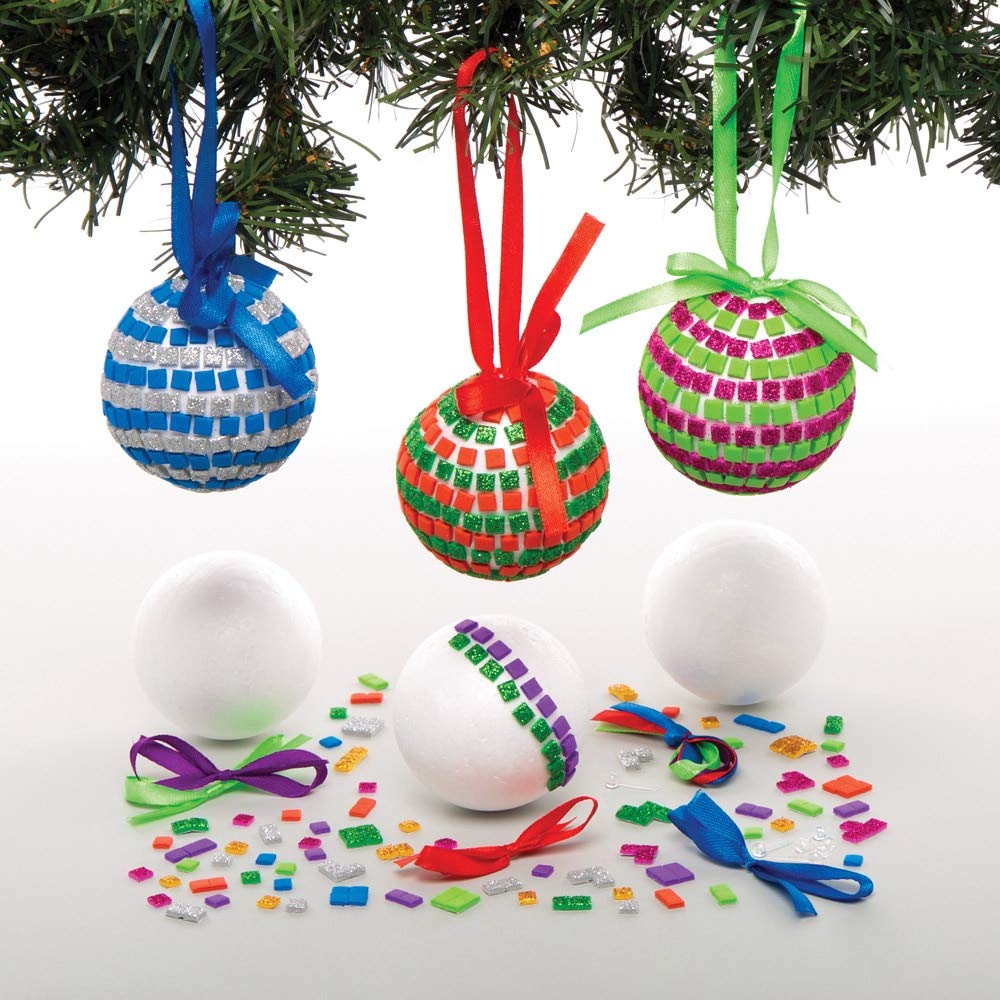 Baker Ross Mosaic Bauble Kits, Christmas Arts and Crafts (Pack of 4)