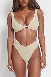 geluboao Apricot Bikini Sets for Women Sexy V Neck