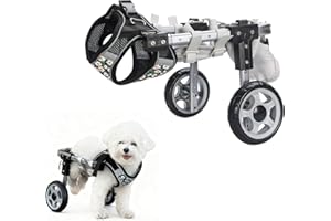 PTWSF Dog Wheelchair for Back Legs，Adjustable Pets Cart Mobility Aids for Little Pets,Chest & Thigh Support,Suitable Small Medium Dogs (Two Rounds, L)
