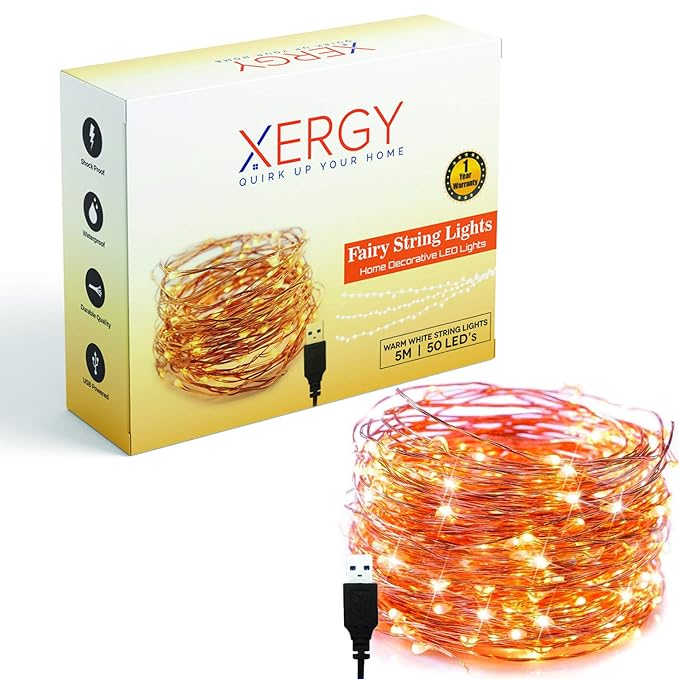 XERGY USB String Fairy 50 Leds 5 Meter Waterproof Lights , Christmas Tree Decoration ,