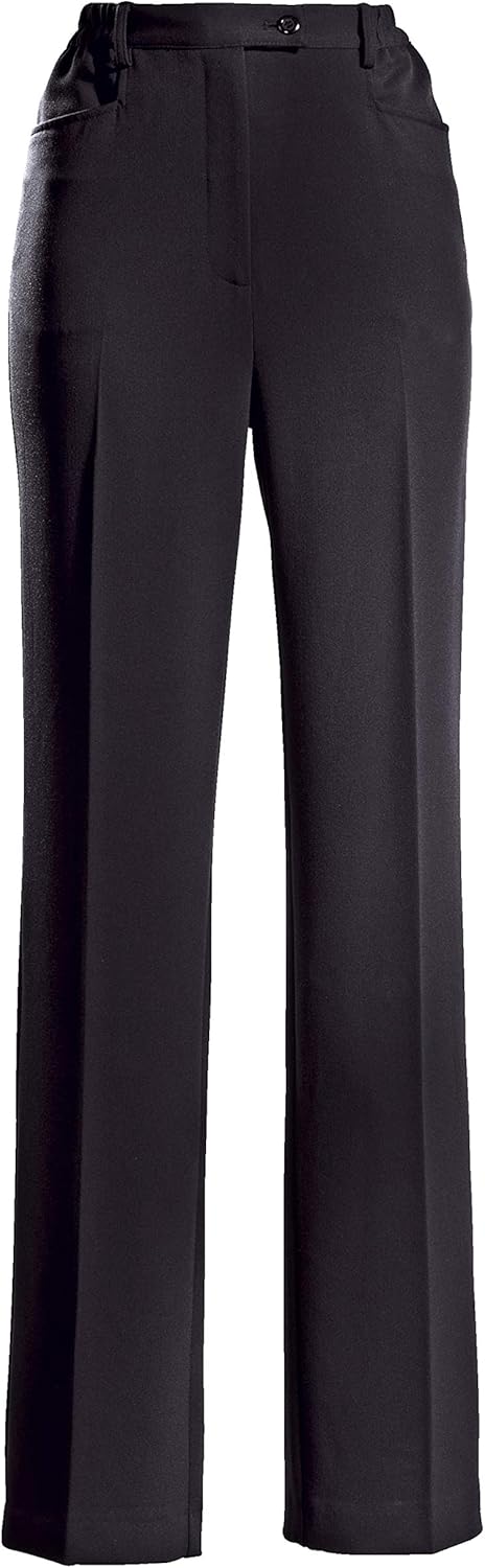 Damen Hose Aus Polyester Schwarz - Bequeme Freizeithose Mit Taschenverschluss