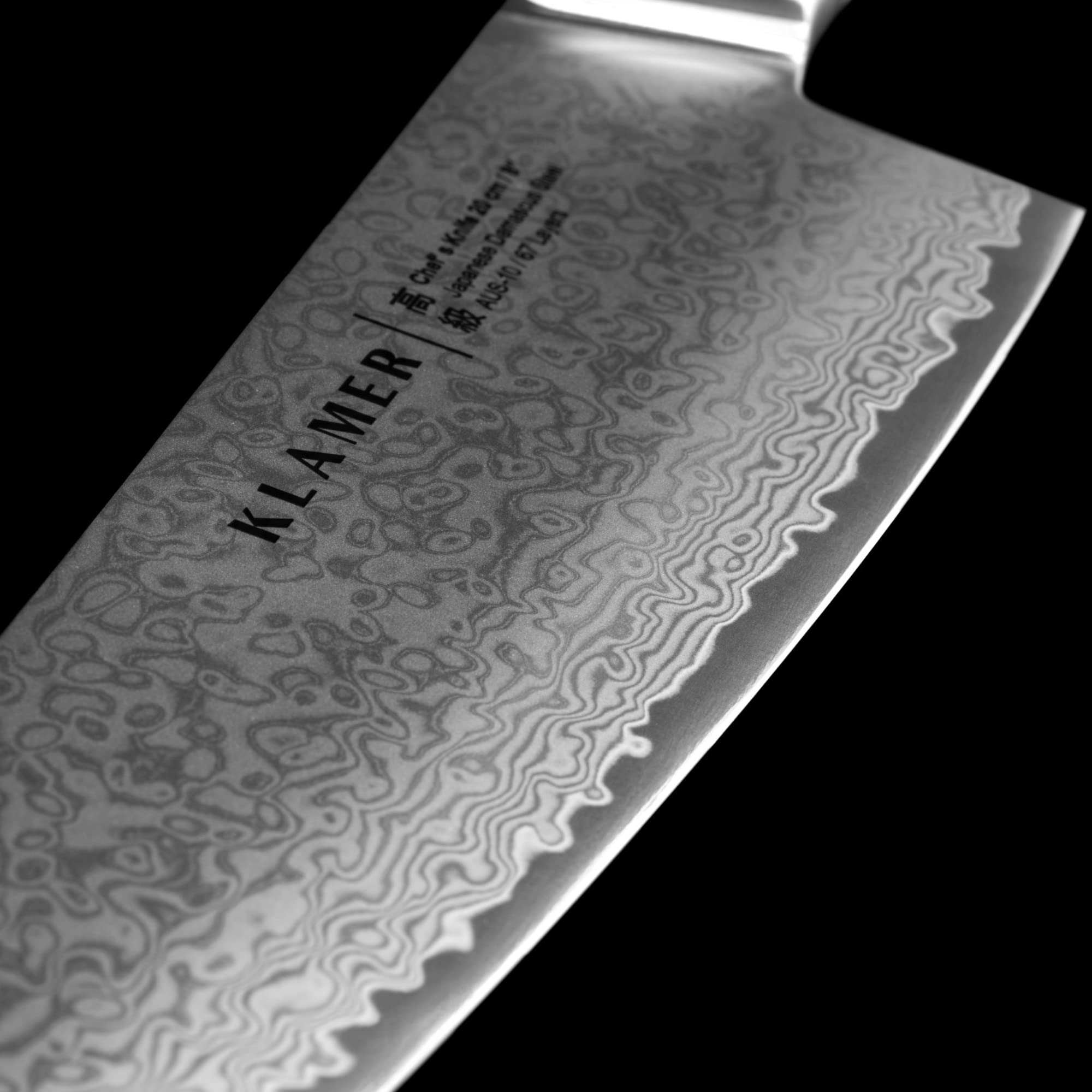 KLAMER Damast Chefmesser 20cm, extra scharfes Küchenmesser, echter japanischer Damaststahl, Fleischmesser 2