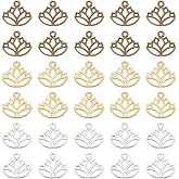 UNICRAFTALE 120pcs 3 Colors Lotus Charms Hollow Lotus Flower Pendants Metal Mini Charms for DIY Necklace Bracelet Earring Jewelry Making Crafting