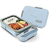 Hot Bento Plus: Electric, Self Heating, rechargeable Lunch Box-10 minute heating and removable battery. Child Safe, Scientific Portion Control, School, Construction, Office, Recreation, Travel (Sky)