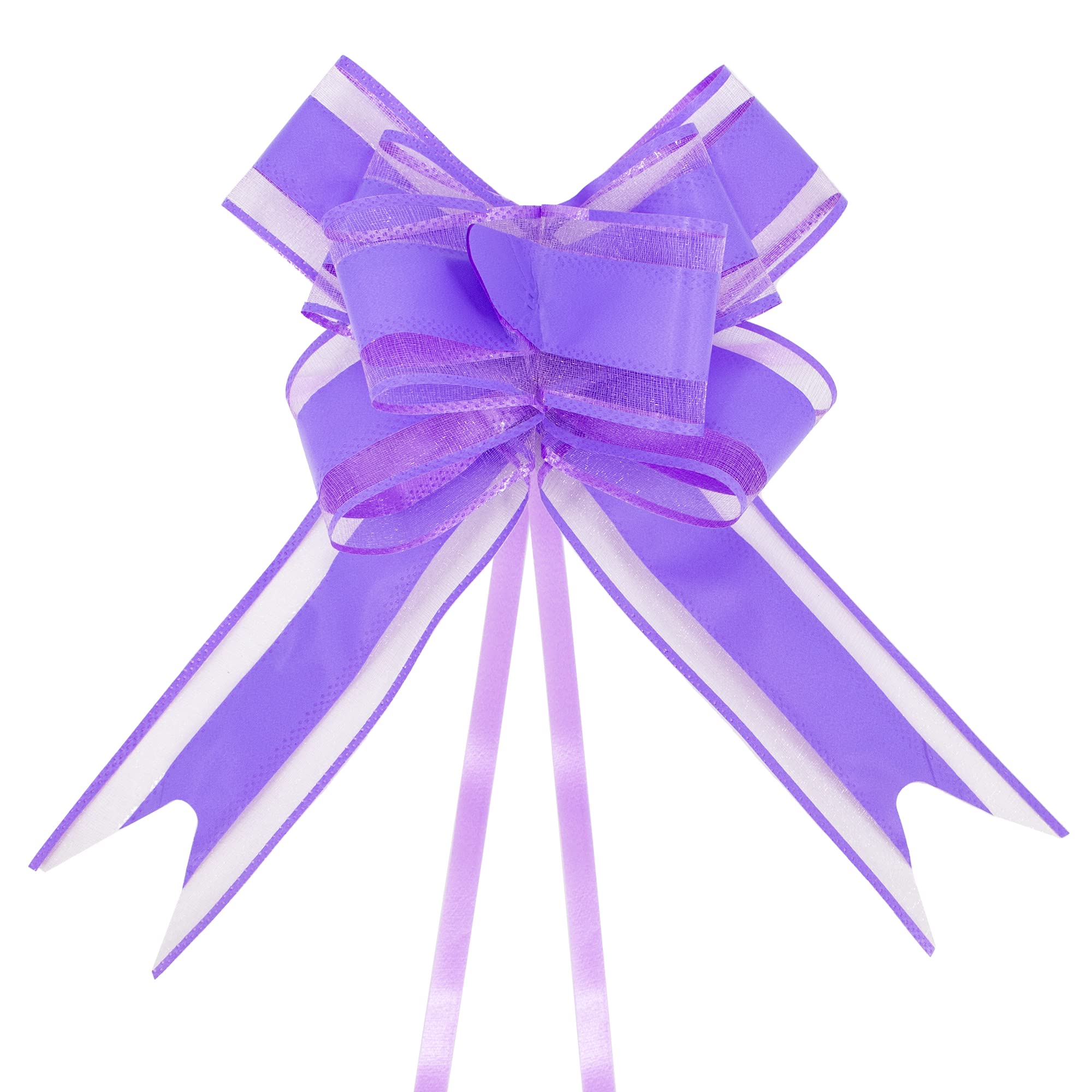 Time to Sparkle 20 PCS Pull Bows 16cm Large Organza Pull Bow Gift Wrapping Bows Present with Ribbon for Wedding Party Christmas Valentine's Day Lavender