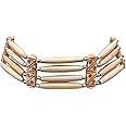 Tribal Bone Hairpipe Choker Necklace – 4-Row Slotted Mocha Buffalo Bone, Adjustable Unisex Design - View #4