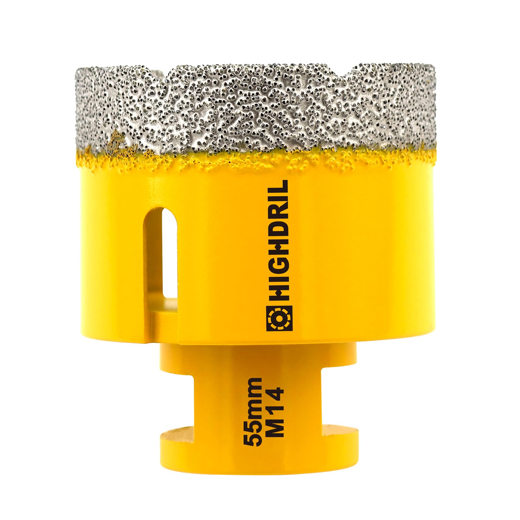 HIGHDRIL Diamond Core Drill Bit - 2-3/16"(55mm) with M14 Thread Dry drilling for Porcelain Tile Ceramic Granite Marble Stone Masonry Brick for Angle Grinders
