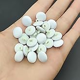 YOOGCORETT 50pcs White Satin Fabric Cloth Covered Buttons with Shank for Bridal Wedding Dress, DIY Sewing, Scrapbooking Decorations Buttons,1/2 Inch (12.5mm)
